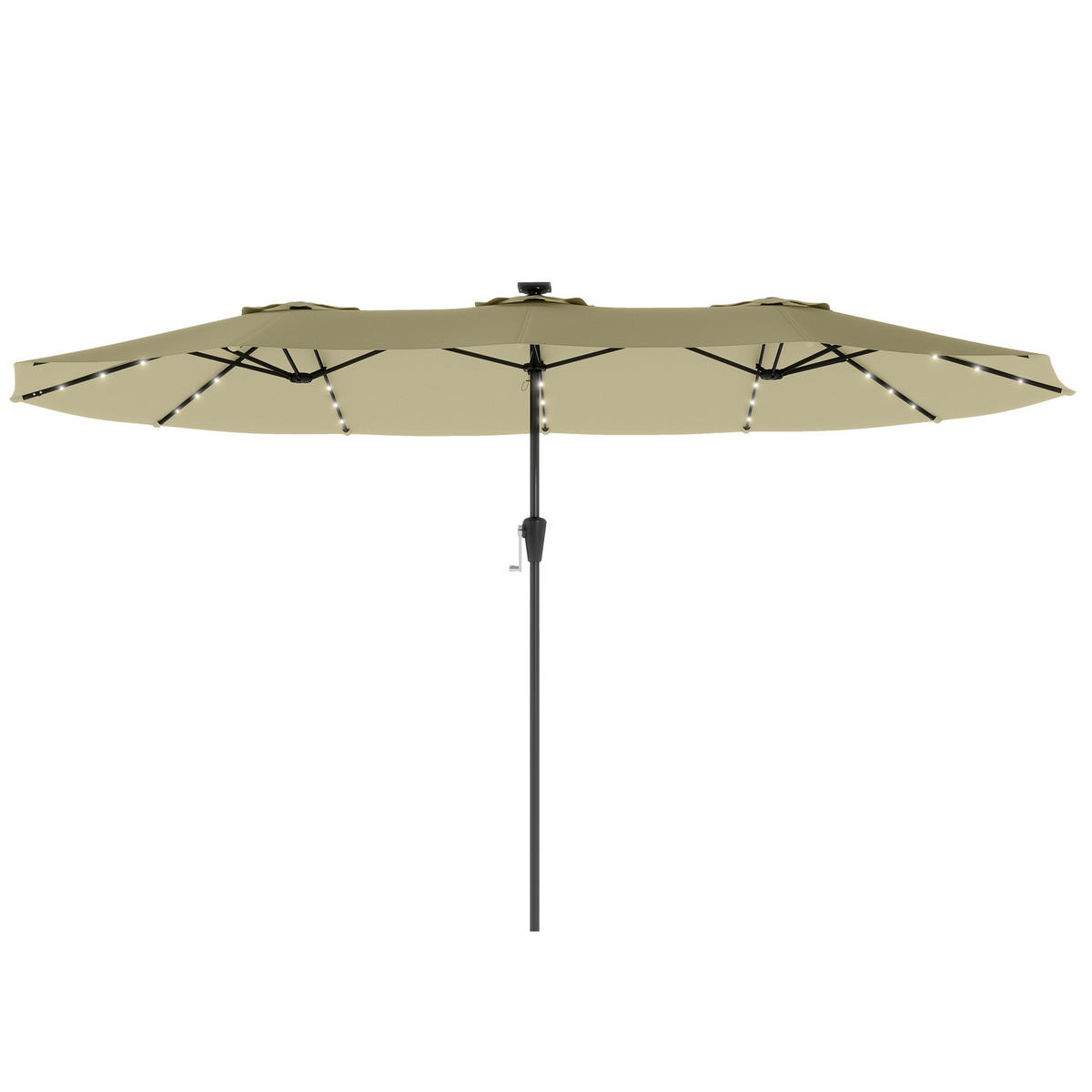 DOPPELSONNENSCHIRM Beige 395/215/238 cm mit LED-Beleuchtung - Beige, Metall (395/215cm) - PANGIVO