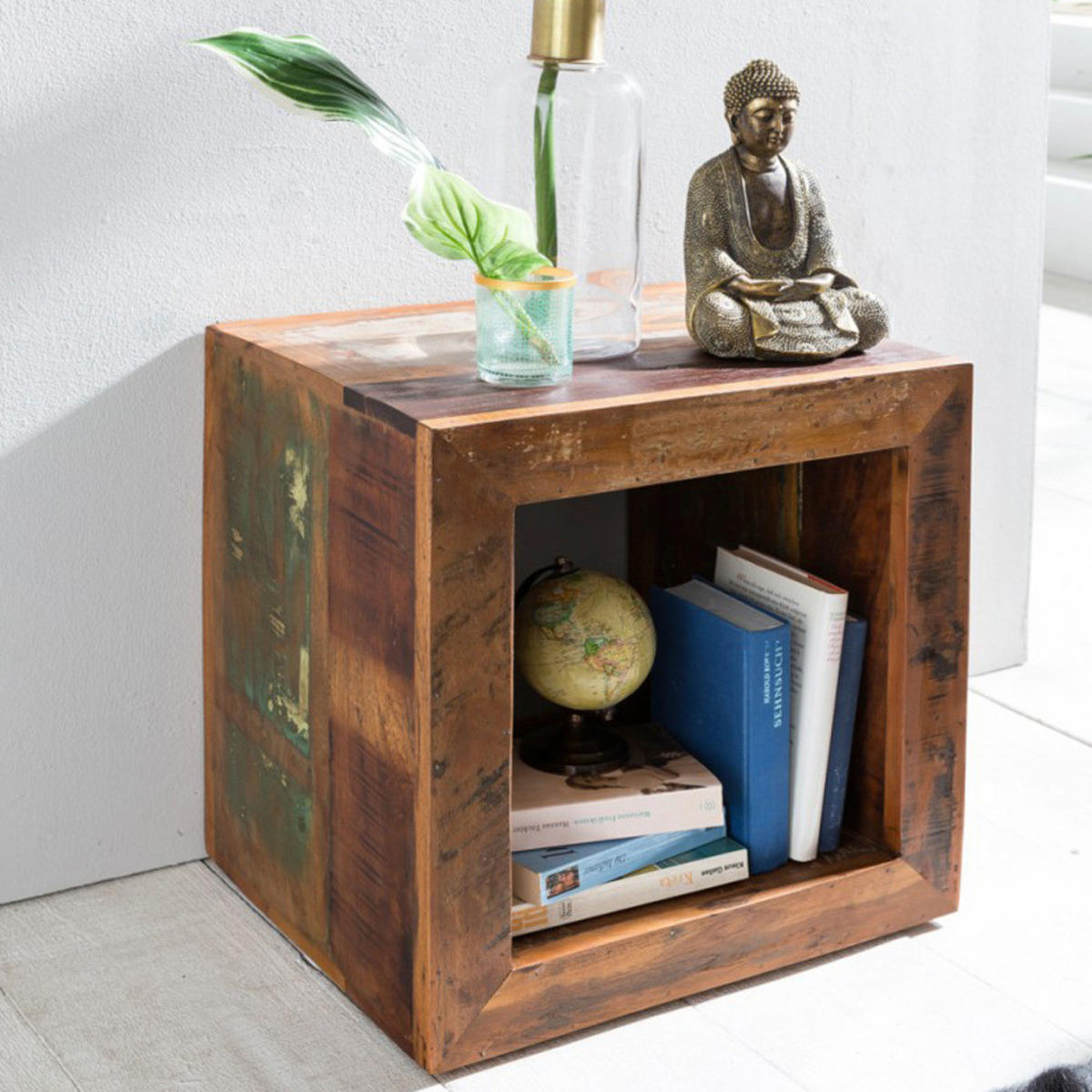 BEISTELLTISCH – Quadratisch Mango Massivholz 45x45x35 cm Shabby Chic - Braun, Holz (35/45/45cm) - KADIMA DESIGN