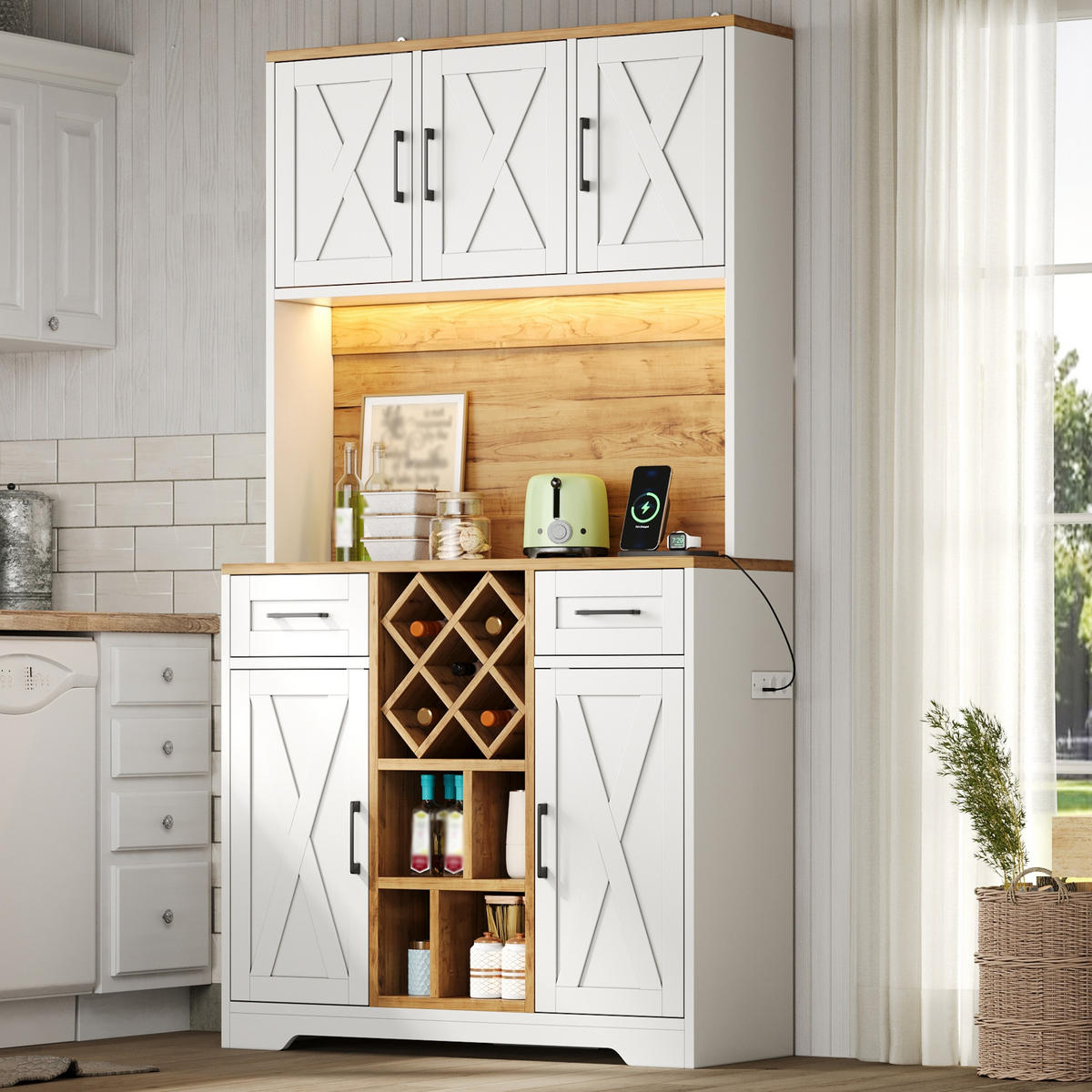 GESCHIRRSCHRANK Naturfarben 105/40/180 - Naturfarben, Holzwerkstoff (105/180/40cm)