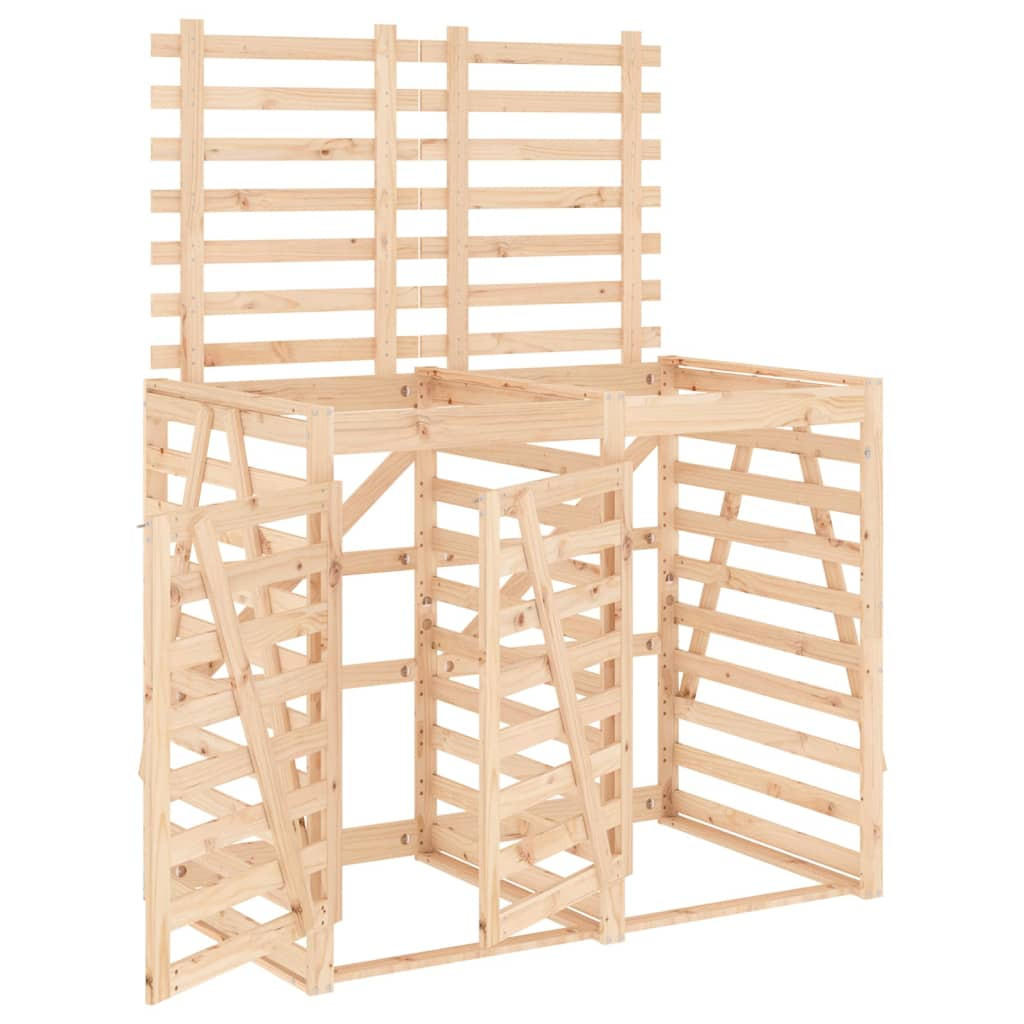 2ER Mülltonnenbox Kiefernholz BOUMI | 162x91,5x128,5cm Natur | Für 2 Tonnen - Naturfarben, Holz (162/128.5/91.5cm) - DELUKE