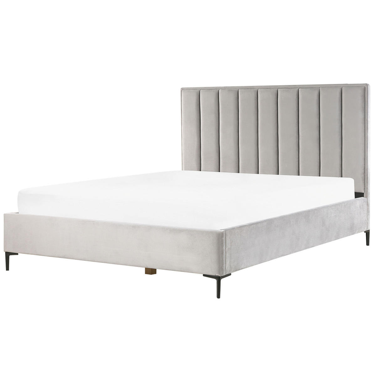 PAT TAPIȚAT 180x200 cm gri Sezanne - gri deschis, material textil (180/200cm) - Beliani