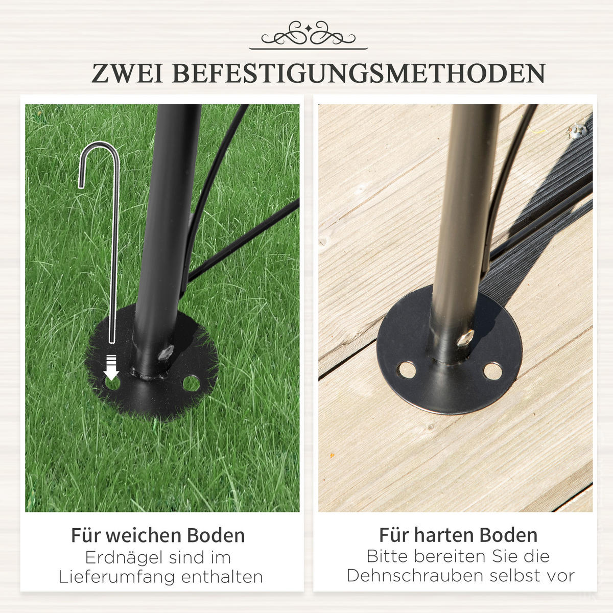 ROSENBOGEN, Metall, Schwarz - Schwarz, Metall (30/230/114cm) - Outsunny