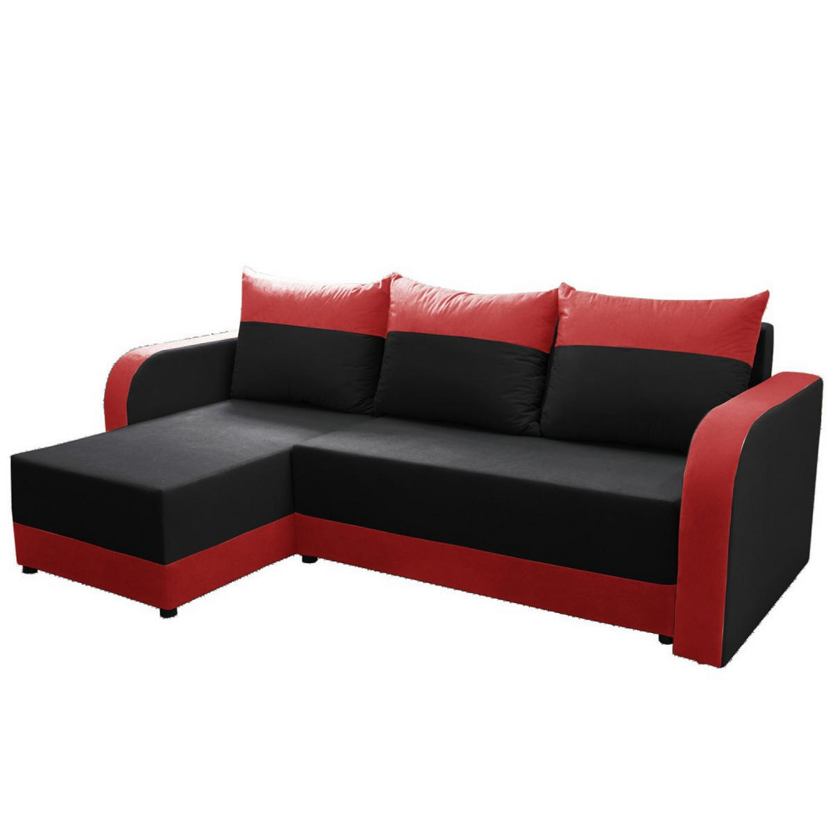 ECKSOFA Hawana Rot/Schwarz - Rot/Schwarz, Naturmaterialien (280/138cm) - imoebel24