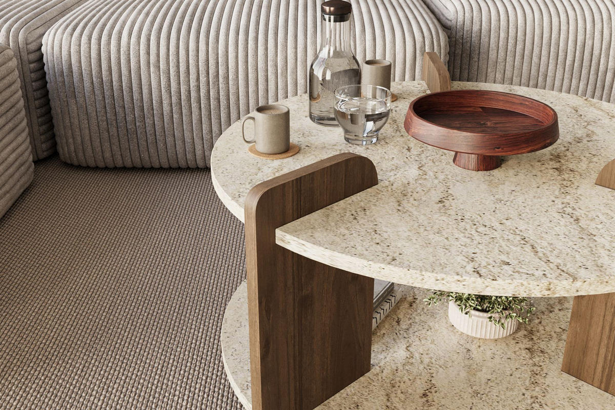 COUCHTISCH Oalla Travertin - Beige, Holz (70/70/45cm) - Habitat Garten