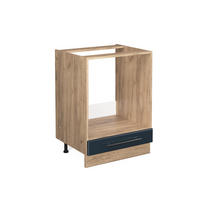 HERDUMBAUSCHRANK Fame-Line Dunkelblau Hochglanz 60 cm ohne AP - Honigeiche/Eiche Wotan, Holzwerkstoff (60/82/51.6cm) - Vicco