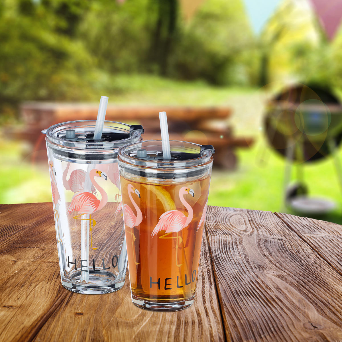 4xGLASBECHER - Transparent, Glas/Kunststoff (0.45L) - Relaxdays