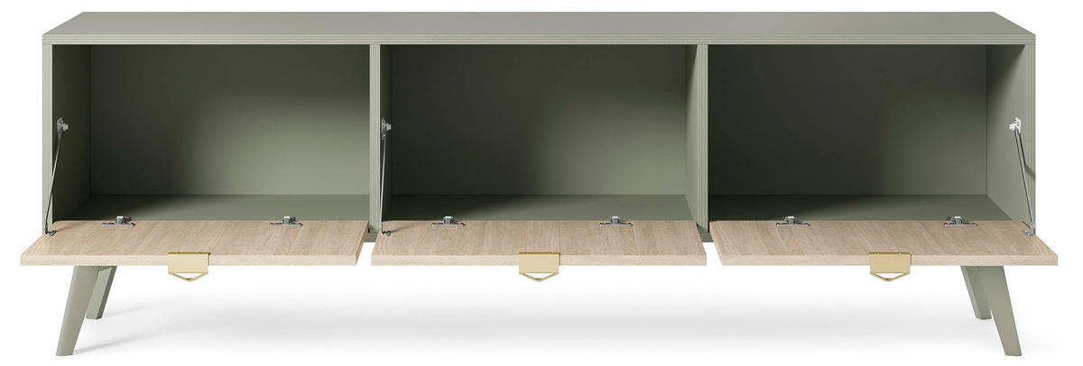 TV-SCHRANK Tores 158x52x38 cm - Lowboard mit Stauraum - Tv Ständer aus Laminierter Spanplatte - Olive - Grün, Holzwerkstoff (144/55/37cm) - Chilly