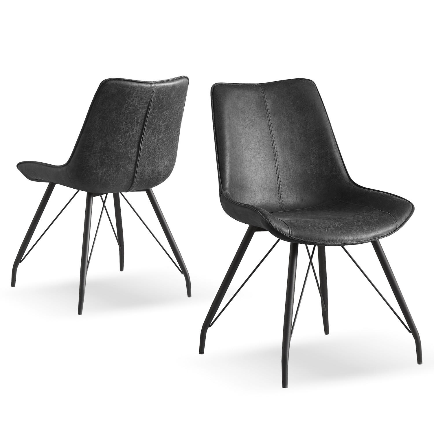 STUHL MATS Anthrazit 2 Stück - Anthrazit, Textil/Metall (53/87/62cm) - B&D Home