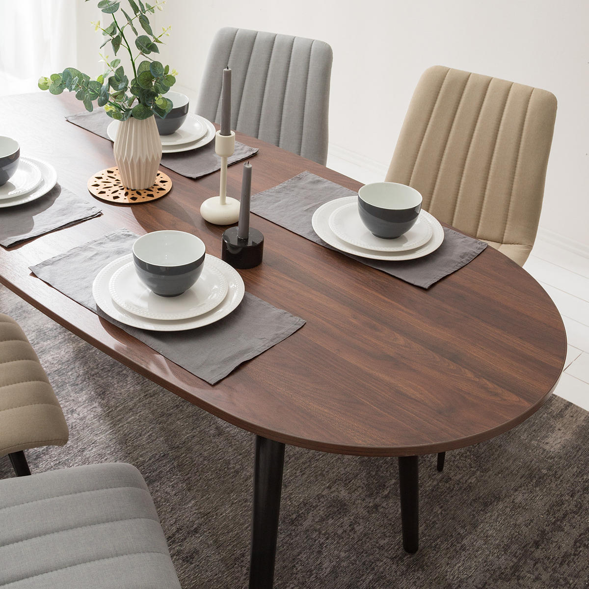 ESSTISCH oval - Walnuss Dekor - Braun, Holzwerkstoff (80/160/75cm) - home24