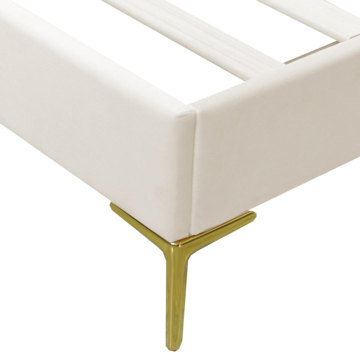 POLSTERBETT 140x200 cm, Beige, Samt - Beige, Textil/Metall (140/200cm)