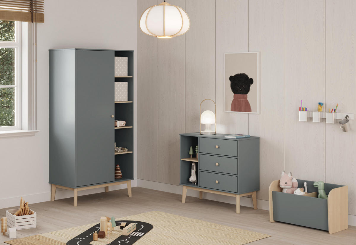 SPIELZEUGKISTE mit 2 offenen Nischen L70 cm 35/70/42 cm - Grün, Holz (35/70cm) - Calicosy