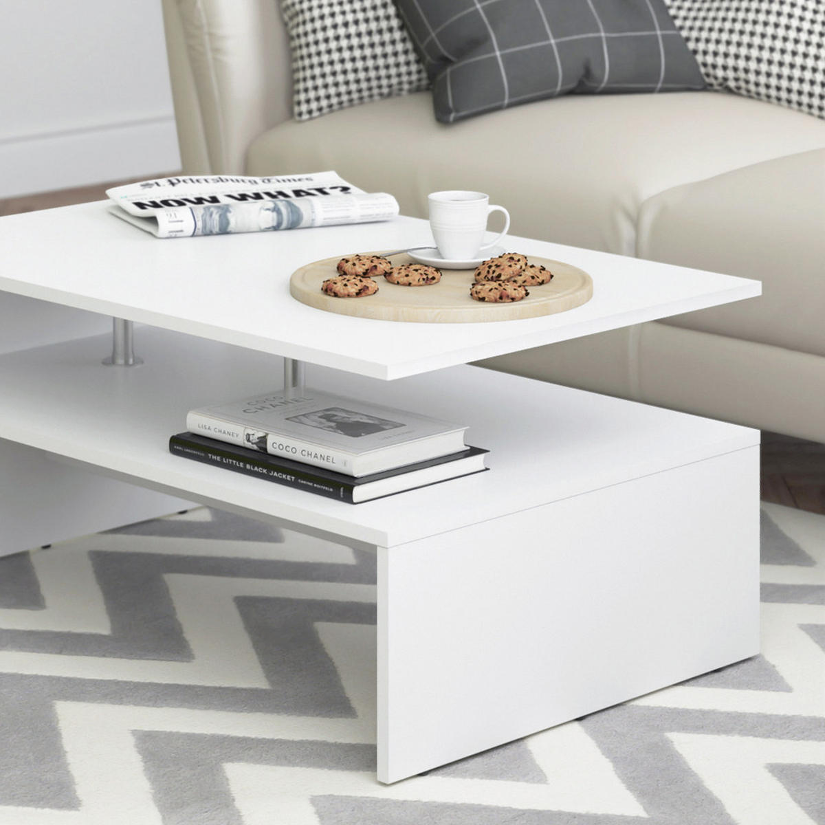 COUCHTISCH Amato Weiß 90 x 60 cm - Weiß, Holzwerkstoff (60/90/42cm) - Vicco