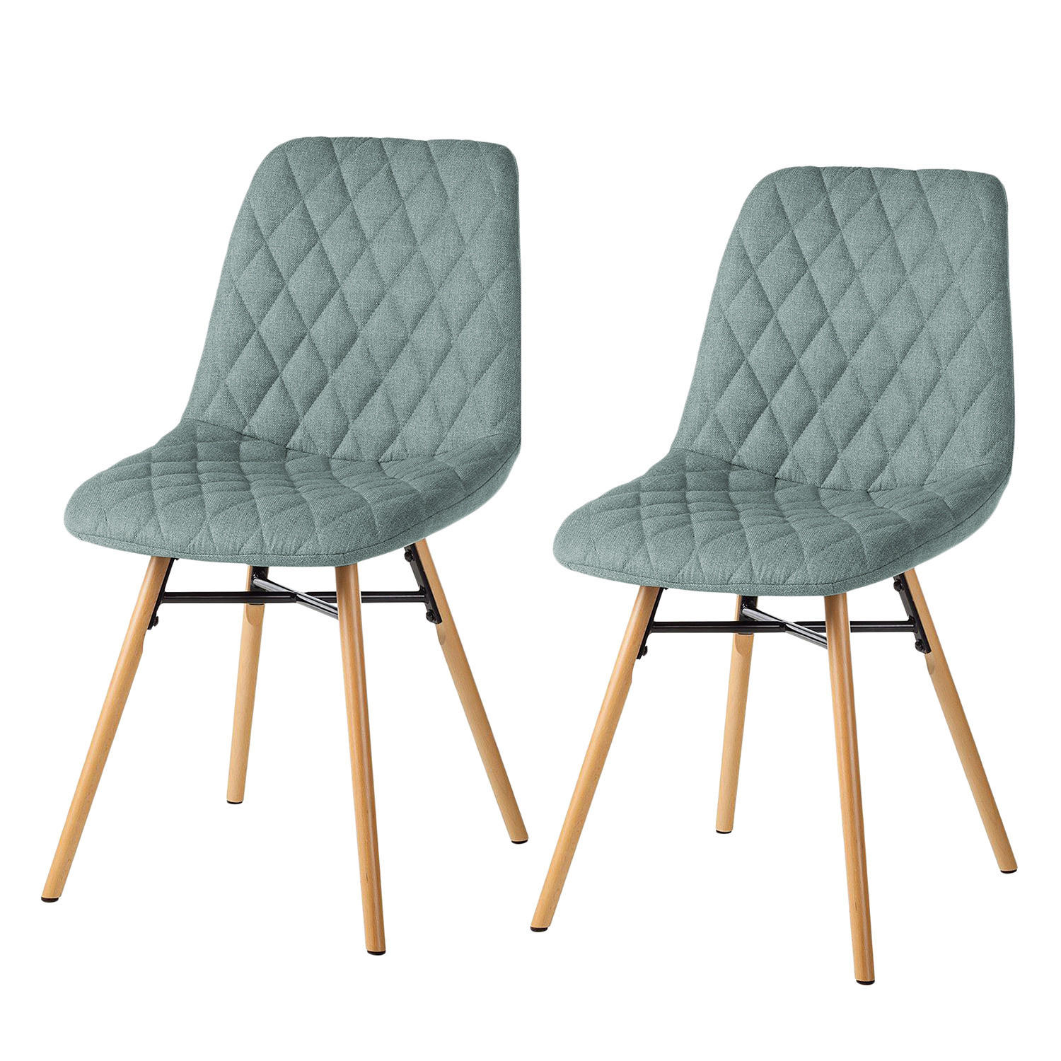 POLSTERSTUHL - Webstoff - Buchefarben/Mintgrün, Holz/Textil (46/85/57cm) - home24