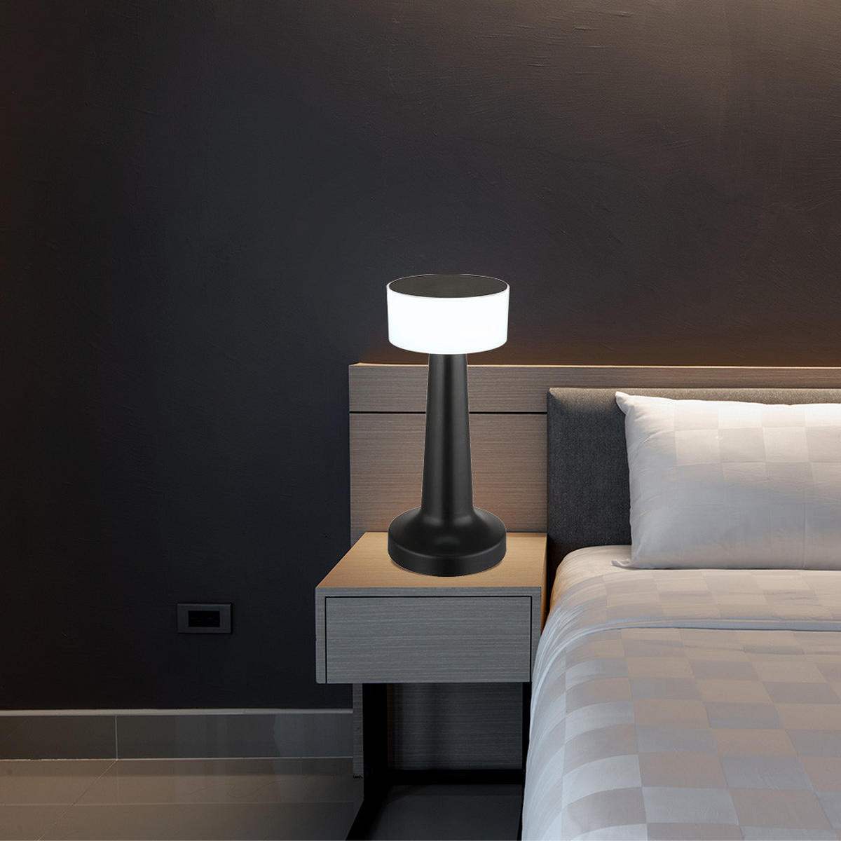 LED TISCHLEUCHTE ANGELIKA Schwarz 2er Set - Schwarz, Kunststoff (9.5/9.5/21.5cm) - Globo Lighting