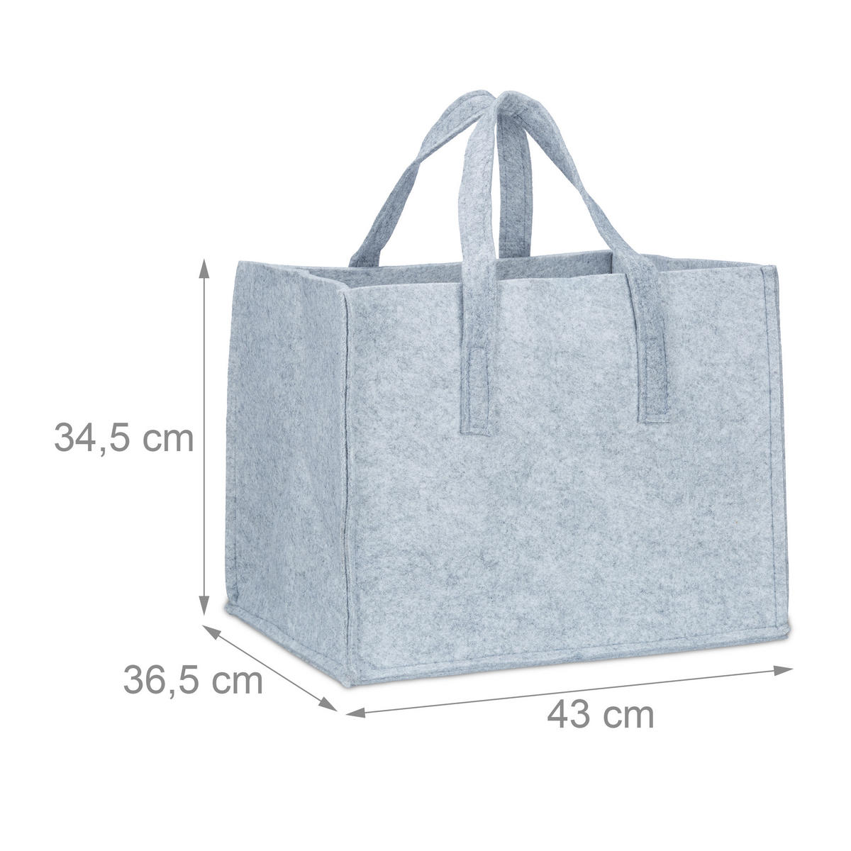 KAMINHOLZKORB - Grau, Textil (43/34.5/36.5cm) - Relaxdays