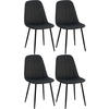 STUHL 4er Set Samt Schwarz - Schwarz, Textil/Metall (45/88/54cm) - CLP