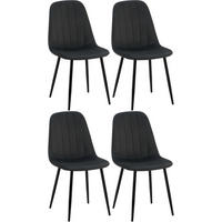 STUHL 4er Set Samt Schwarz - Schwarz, Textil/Metall (45/88/54cm) - CLP
