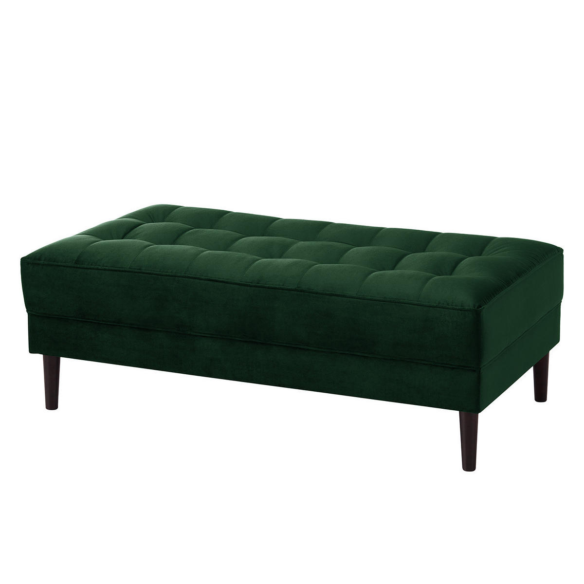 ECKSOFA - Samt - Dunkelgrün/Dunkelbraun, Birkenholz/Textil (201/155cm) - home24