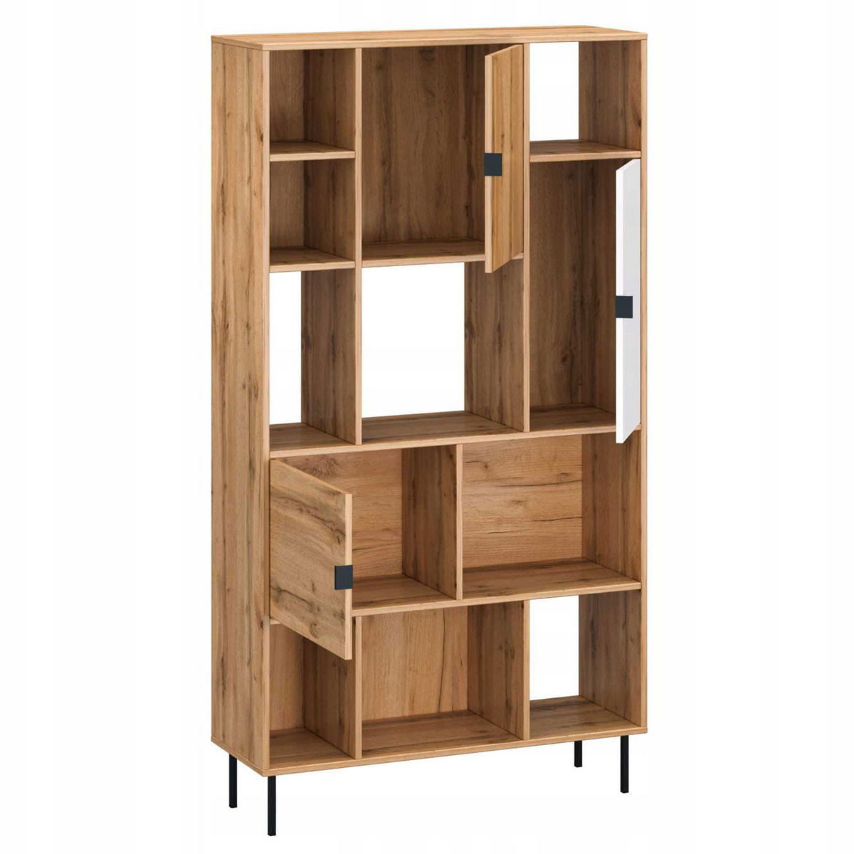 BÜCHERREGAL Kendo Wotan Eiche / weiß 100 / 35 / 185cm - Multicolor/Schwarz, Holz/Holzwerkstoff (100/185/35cm) - Feldmann-Wohnen