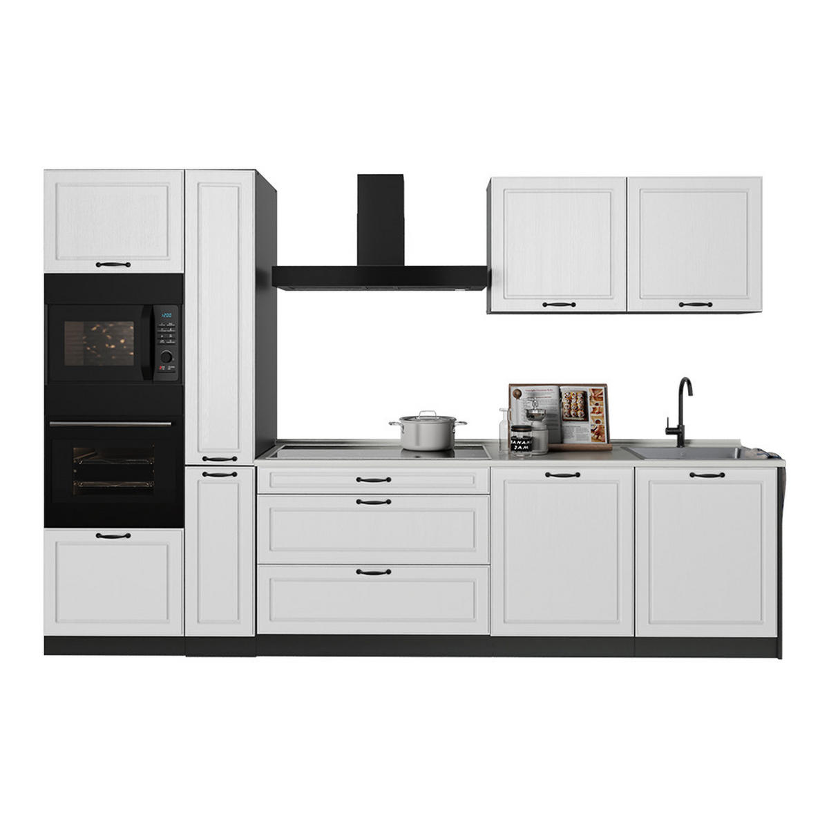 KUCHYNKA R-Line, Biely vidiecky dom/antracitová, 310 cm Goldkraft tammi työtaso - biela/antracitová, kompozitné drevo (310/206.8/60cm) - Vicco