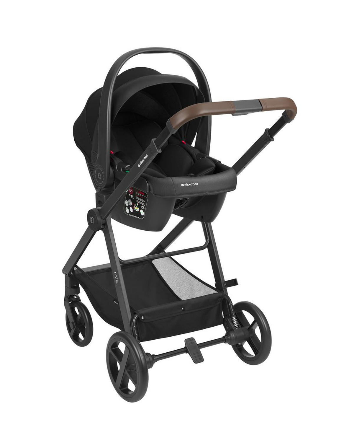 KOMBIKINDERWAGEN Mia 3 in 1 schwarz Babywanne Babyschale Wickeltasche Matratze - Schwarz, Metall (72/53/99cm) - Kikka boo
