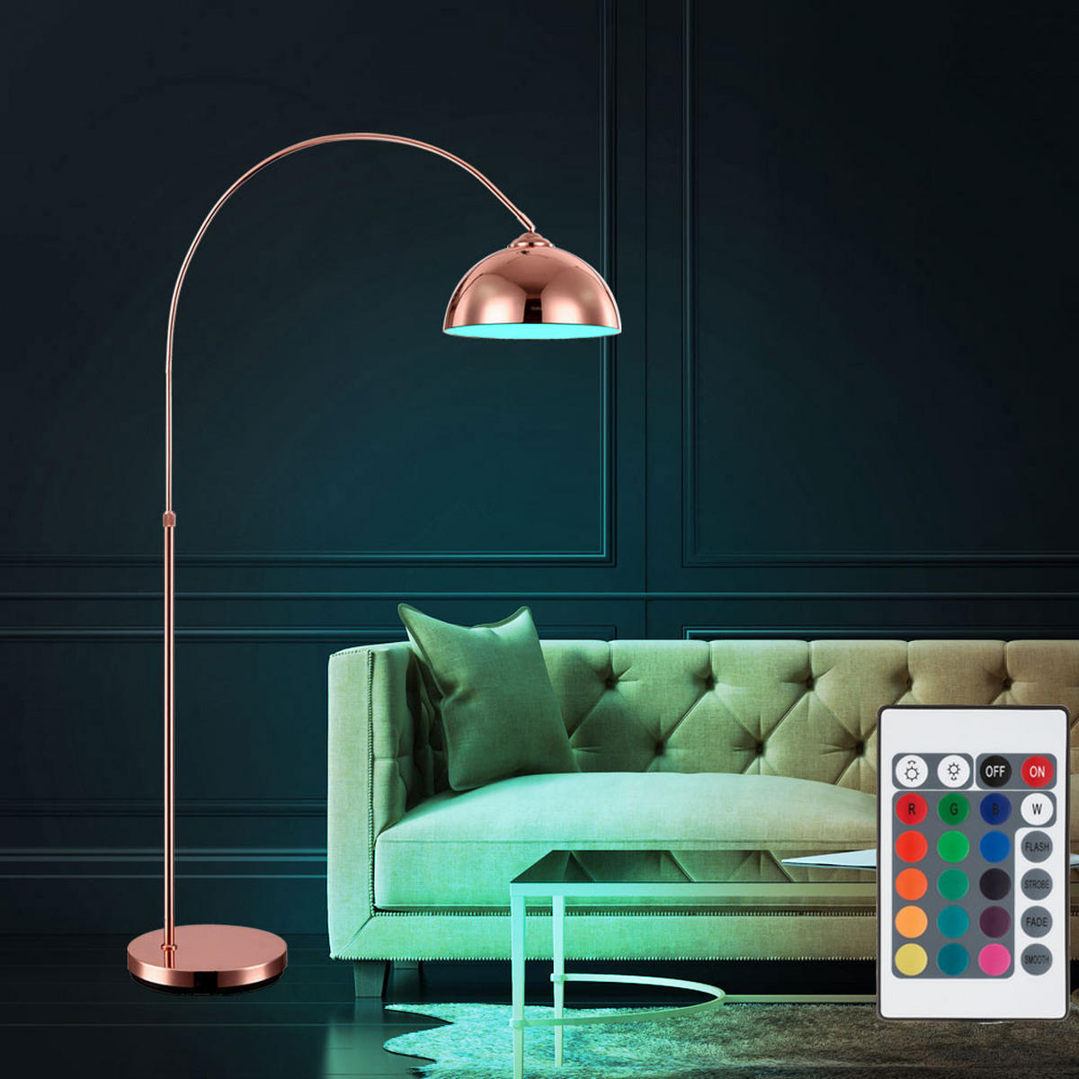 LED STEHLEUCHTE Newcastle Kupfer - Kupferfarben, Metall (92/30/196cm) - Globo Lighting