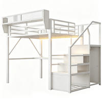 HOCHBETT 140/200 cm DE-32583 mit Schreibtisch, LED und Stauraum Weiß - Weiß, Metall (140/200cm) - ComfortXL