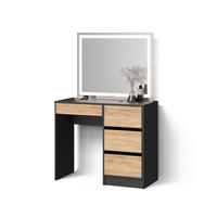 SCHMINKTISCH Imola Anthrazit/Goldkraft Eiche 120 cm mit LED Beleuchtung - Anthrazit/Eiche Wotan, Holzwerkstoff (120/75/55cm) - Livinity®