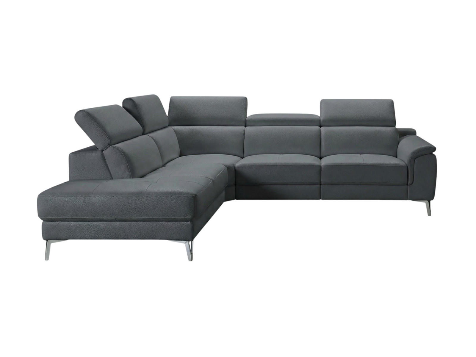 ECKSOFA Jardin Echtleder Anthrazit - Anthrazit, Leder/Metall (230/266cm)
