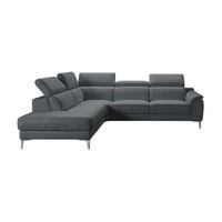ECKSOFA Jardin Echtleder Anthrazit - Anthrazit, Leder/Metall (230/266cm)