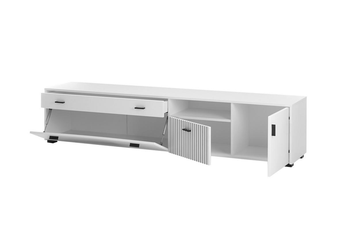 LOWBOARD M17 Weiß Matt & Schwarz 200/44/42 cm breit - Weiß, Holzwerkstoff (200/44/42cm) - Livojo