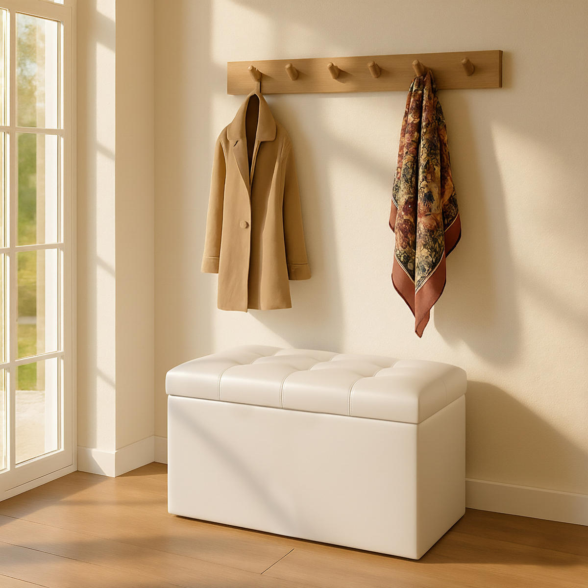 SITZBANK - Weiß, Holzwerkstoff/Kunststoff (76/38/38cm) - Relaxdays