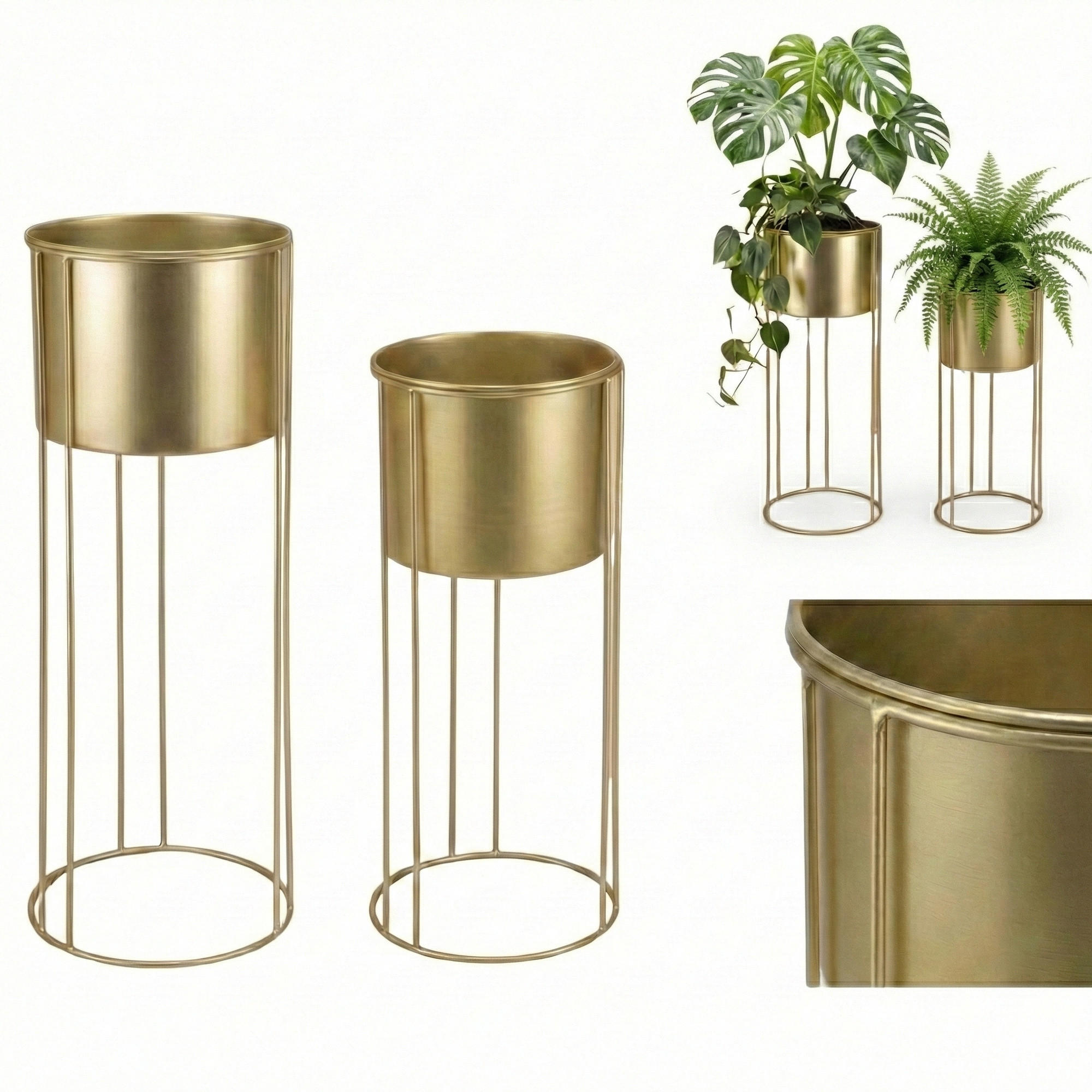 ÜBERTOPF-SET Osmos Gold 2er-Set - Goldfarben, Metall (21/58/21cm) - EDENIA