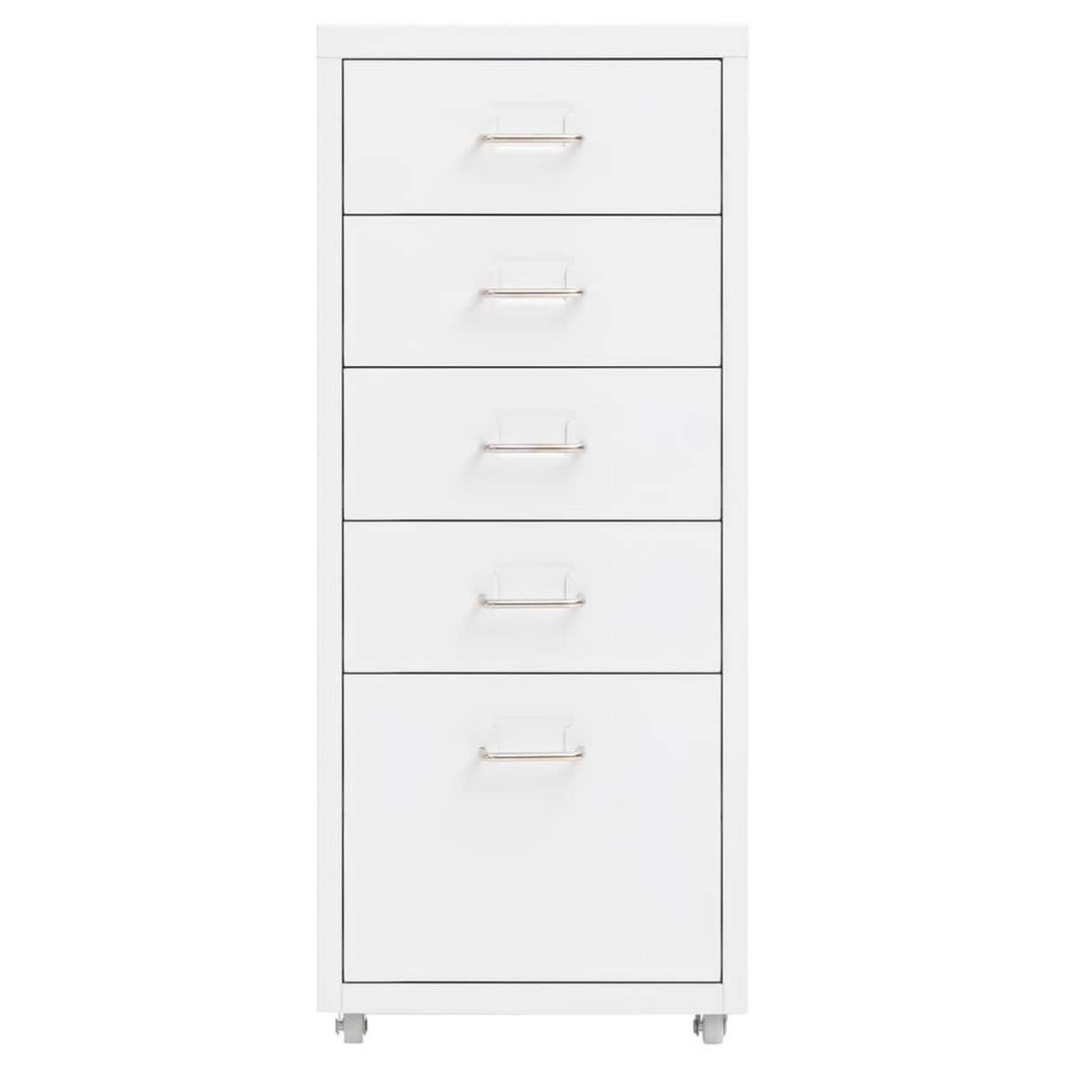 KOMMODE mit Rollen und 5 Schubladen, 28/41/69 cm, aus Metall, in Weiß - Weiß, Metall (28/69/41cm) - vidaXL
