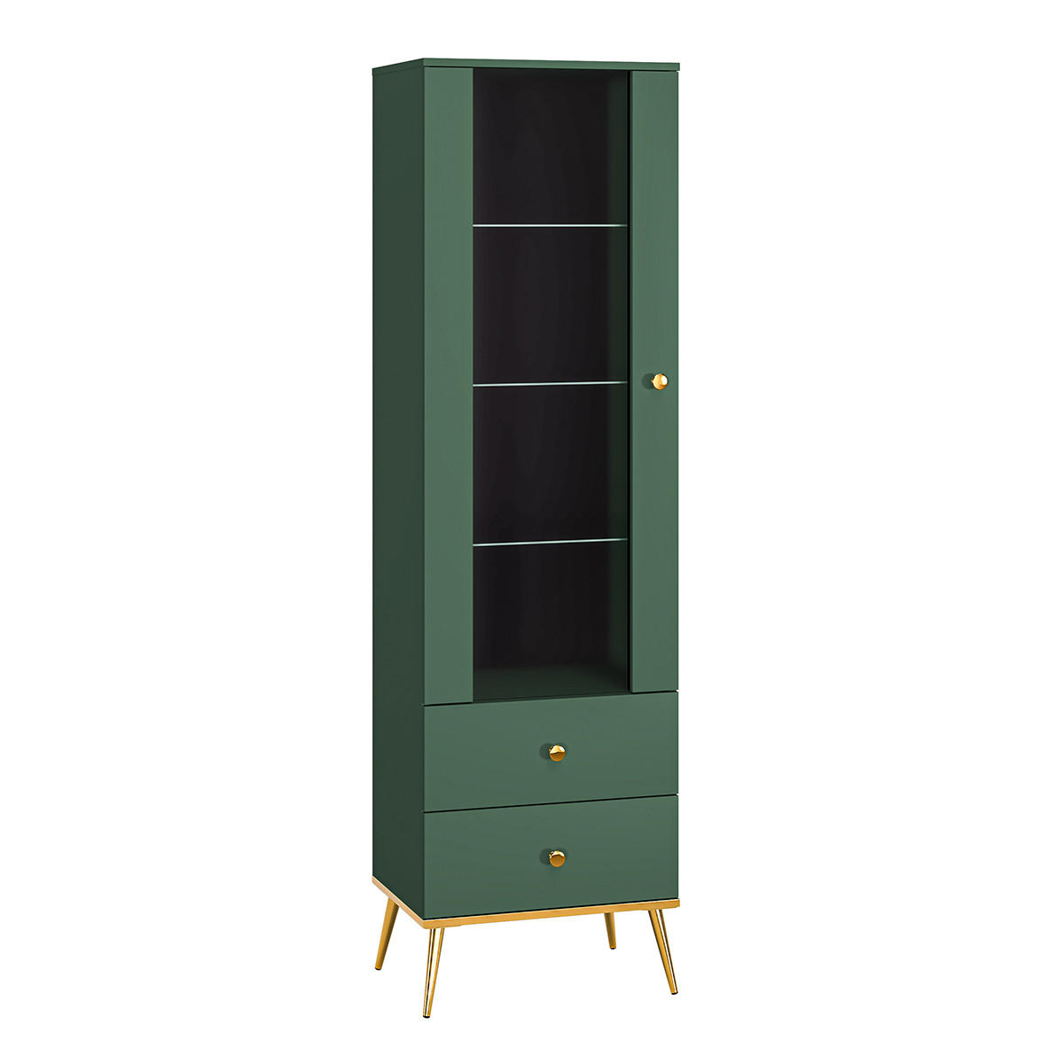 VITRÍNA Thalia Zelená - zelená barva, kompozitní dřevo (55/190/40cm) - Petits-meubles