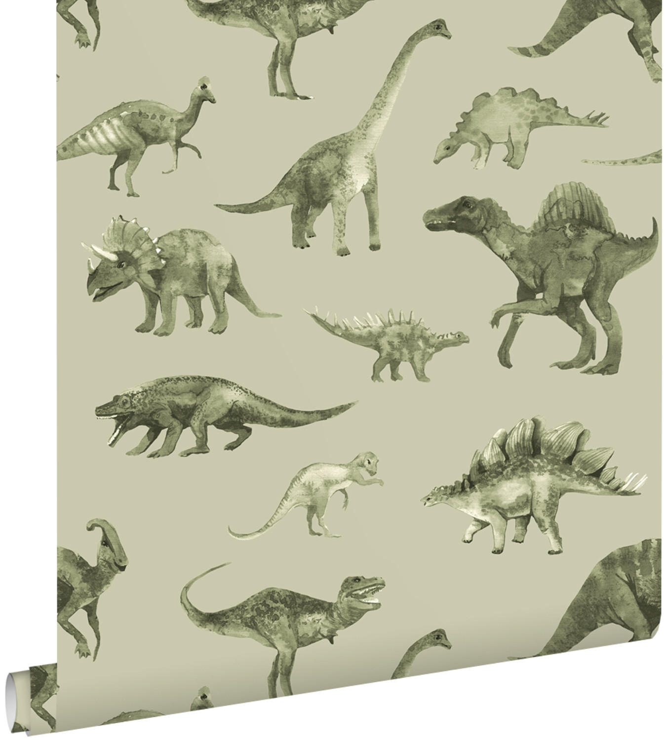 TAPETE Dinosaurier 50 x 900 cm - Grün, Papier (50/0.1cm) - ESTAhome