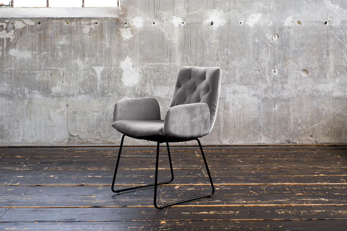 ESSZIMMERSTUHL NEW CHARME Silber Velvet (1er-Set) - Silberfarben, Textil (59/87/66cm) - KAWOLA
