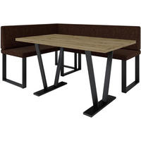 ECKBANKGRUPPE Alina - INARI-Stoff - 142 x 196 cm - Links - Braun - Braun, Textil/Metall (196/87/142cm) - AN-Moebel 4u