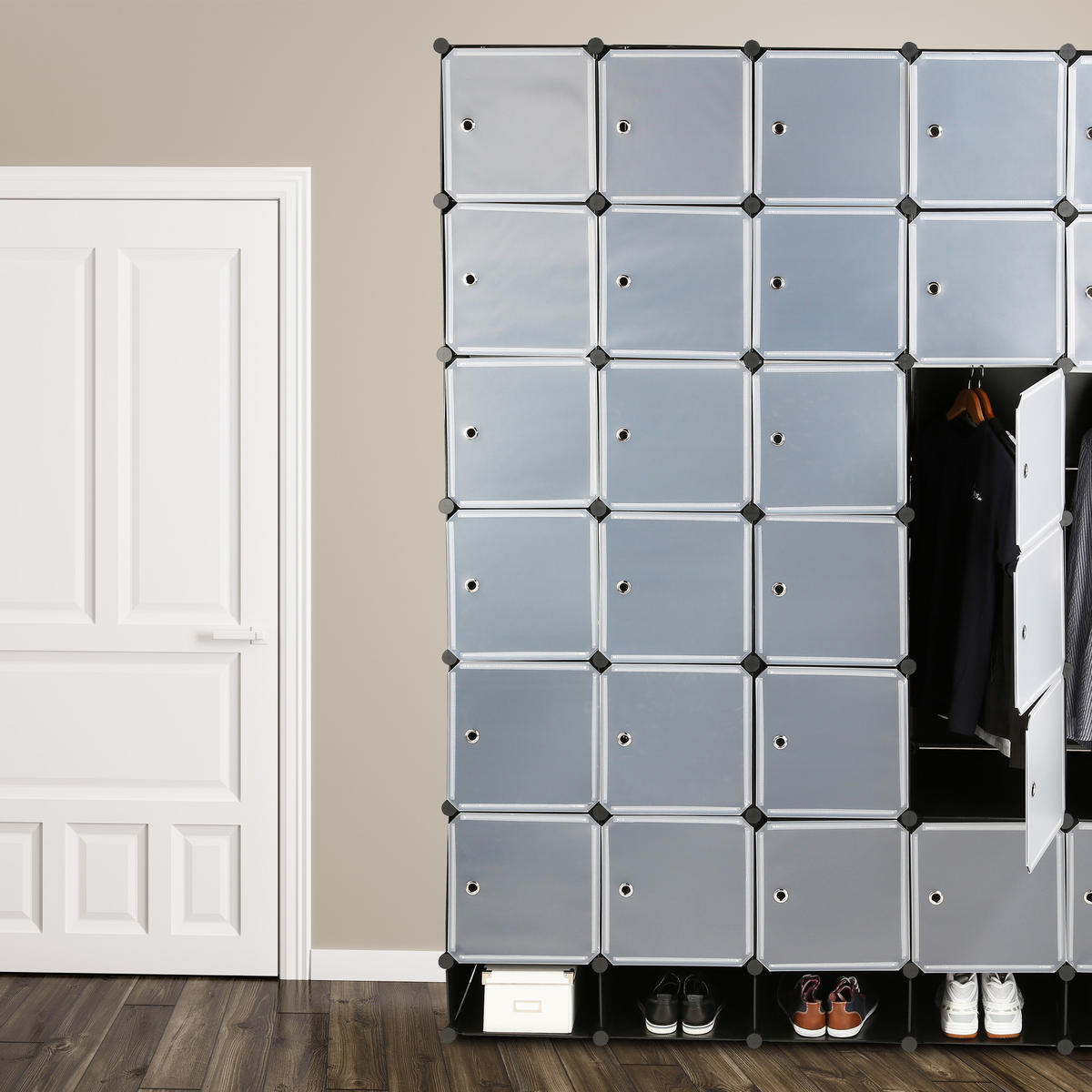 KLEIDERSCHRANK - Transparent, Kunststoff/Metall (180/234/46.5cm) - Relaxdays