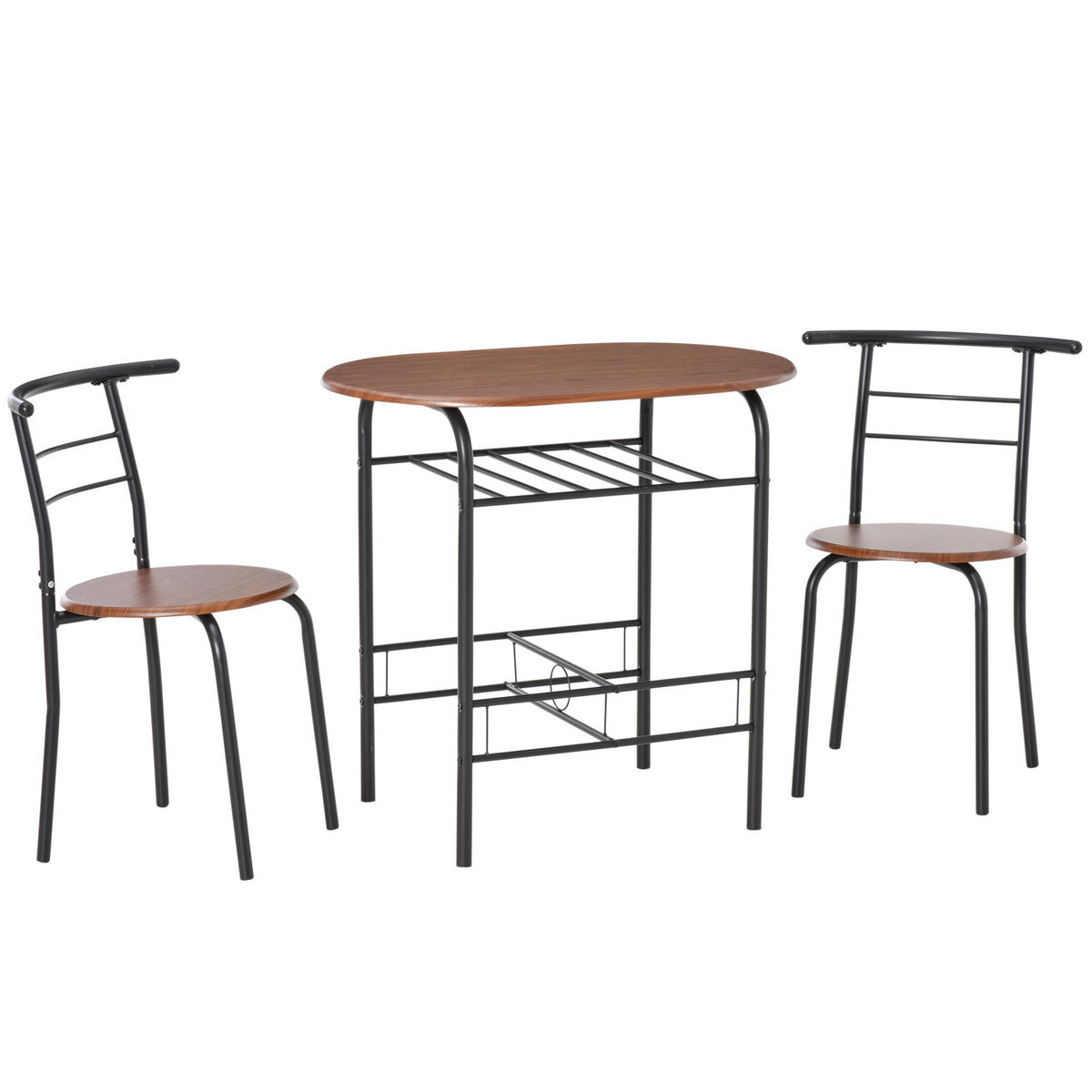 ESSGRUPPE, platzsparend 3-teilig, braun-schwarz - Braun, Holzwerkstoff (50/76/80cm) - Vallsero