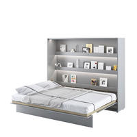 SCHRANKBETT BC-14 - 160x200cm Horizontal - Grau Matt mit Matratze - Grau, Holzwerkstoff (200/160cm) - Meblini