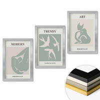 WANDBILDER 3er Set - 20x30 cm Silberner Rahmen - Matisse abstrakte Figuren - Silberfarben, Kunststoff (20/30cm) - ArtPrintCave