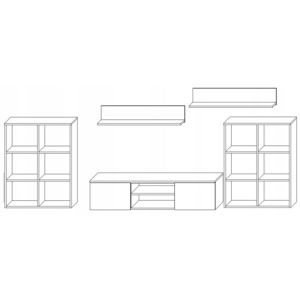 Thumbnail - Matkam Möbel Wohnwand, Anthrazit, Eiche Artisan, Holzwerkstoff, 150x47x40 cm, Wohnzimmer, Wohnwände, Anbauwände