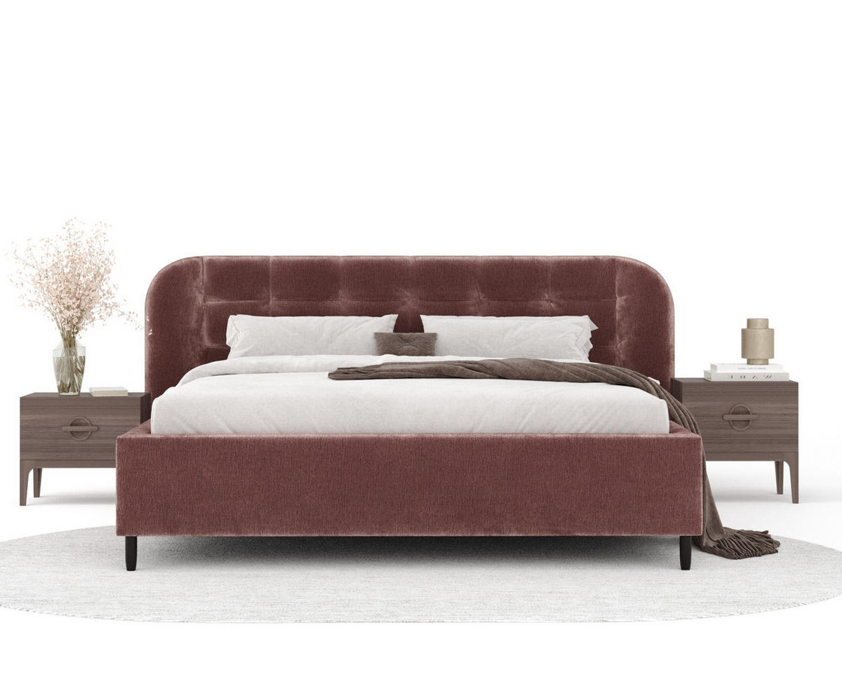 POLSTERBETT Nuno Rosa 160/200 cm im Chenille-Stoff - Pink/Schwarz, Holz/Holzwerkstoff (160/200cm) - Maison de Reve