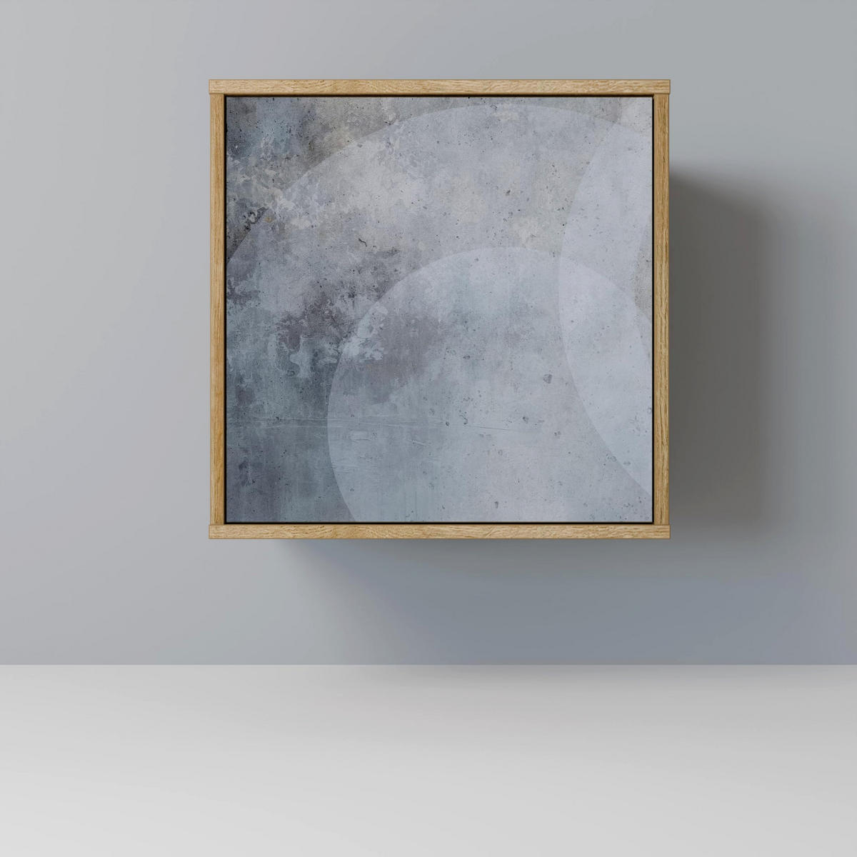 SIDEBOARD MUTED ARC, Eichefarben, 57,5x42x72,5 cm, Schwarze Metallfüße - Eichefarben/Multicolor, Holzwerkstoff/Metall (57.5/72.5/42cm) - SpaceRebels