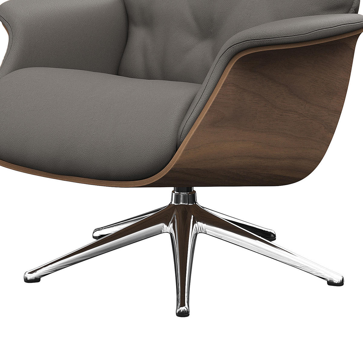 RELAXSESSEL - Echtleder - Chromfarben/Grau, Leder/Metall (83/118/83cm) - home24