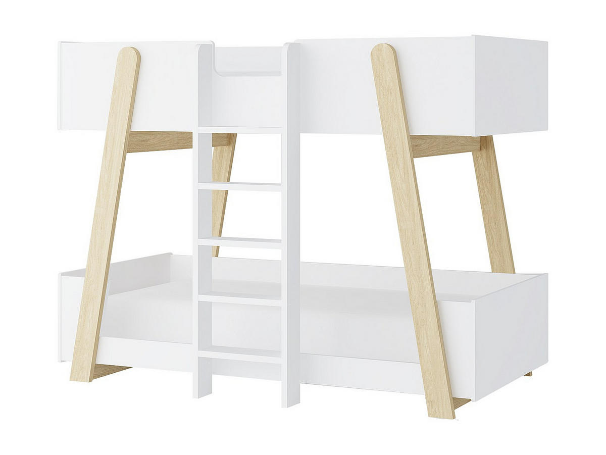 ETAGENBETT - 90 x 190 cm - Weiß und Natur - CORODELA - Naturfarben, Holz (96.3/196cm) - Vente-Unique