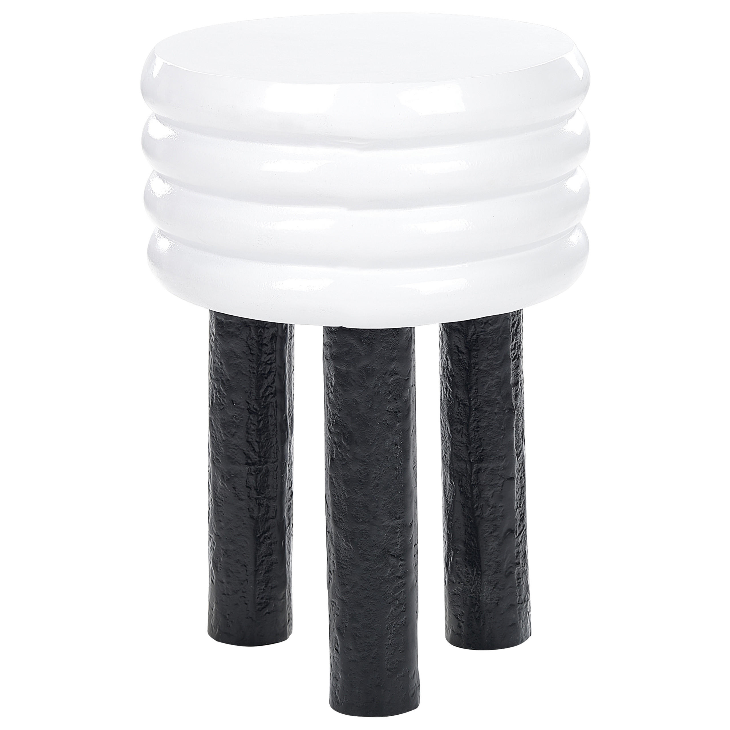 BEISTELLTISCH Aluminium weiß/schwarz rund 33 cm Kikiwa - Schwarz/Weiß, Metall (33/33/51cm) - Beliani