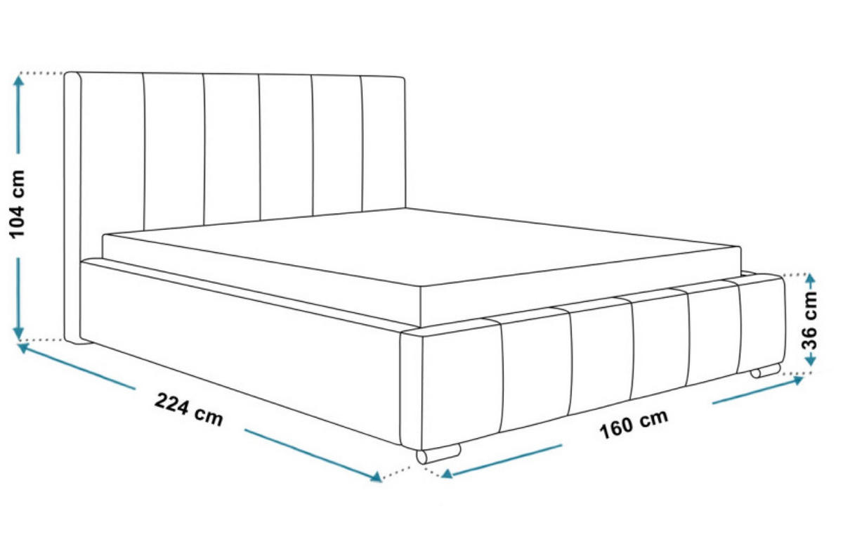 BETT Blau BEN 1 140x200 cm - Blau/Schwarz, Textil (140/200cm) - Sepro Meble