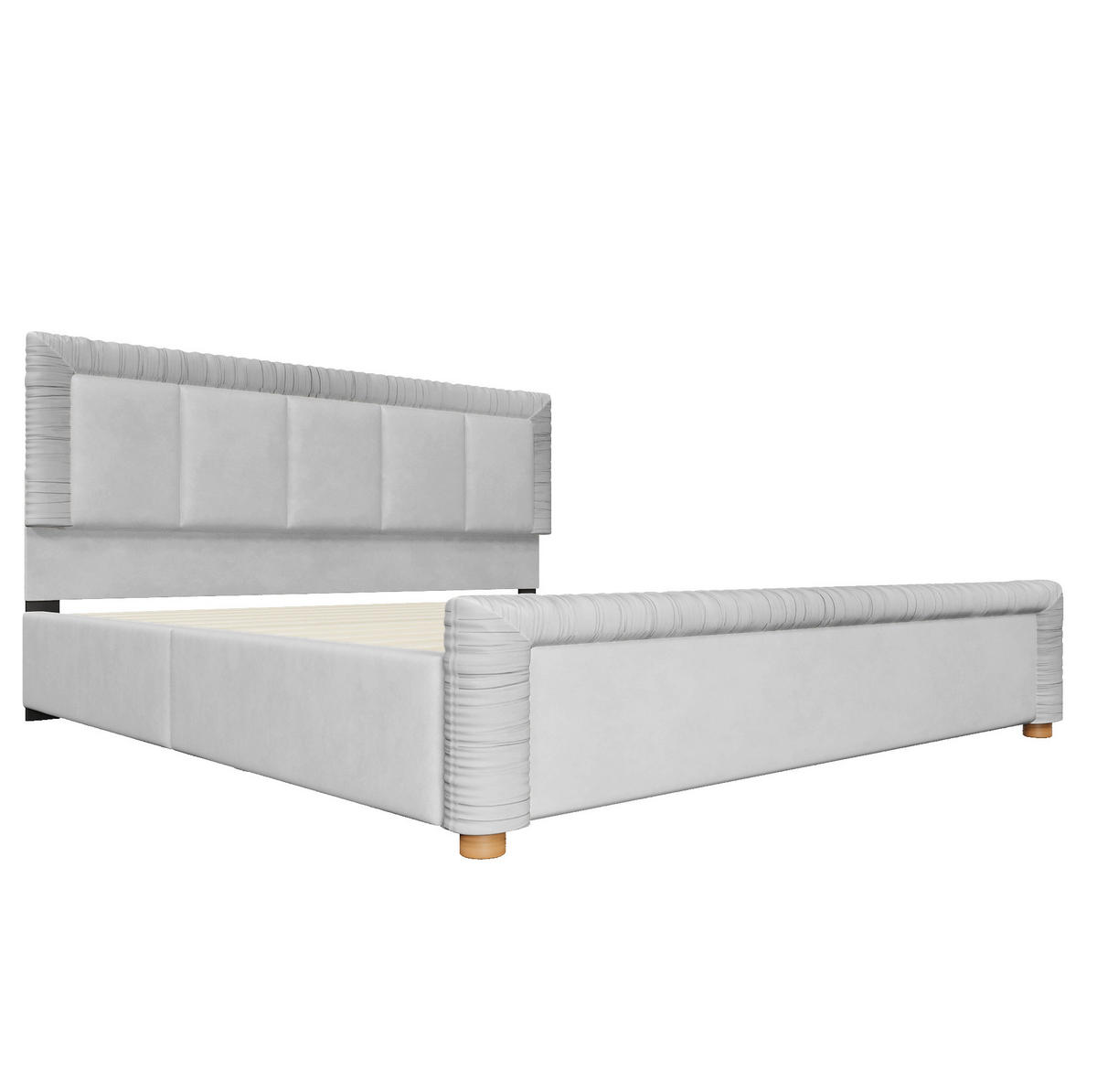 POLSTERBETT aus französischem Samt 180x200 cm Grau mit 2 Schubladen - Grau, Textil (180/200cm) - Modfu
